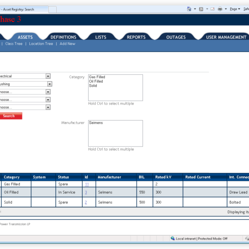 Great Lakes Power: Online Asset Management System