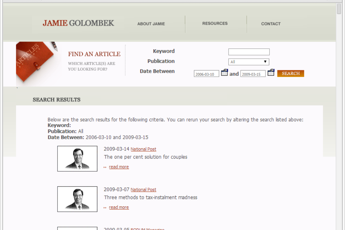 Jamie Golombek: Website Creation