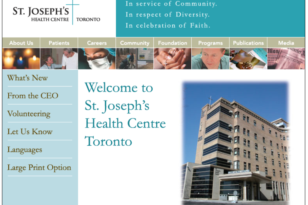 St. Joseph Hospital: Website Redesign