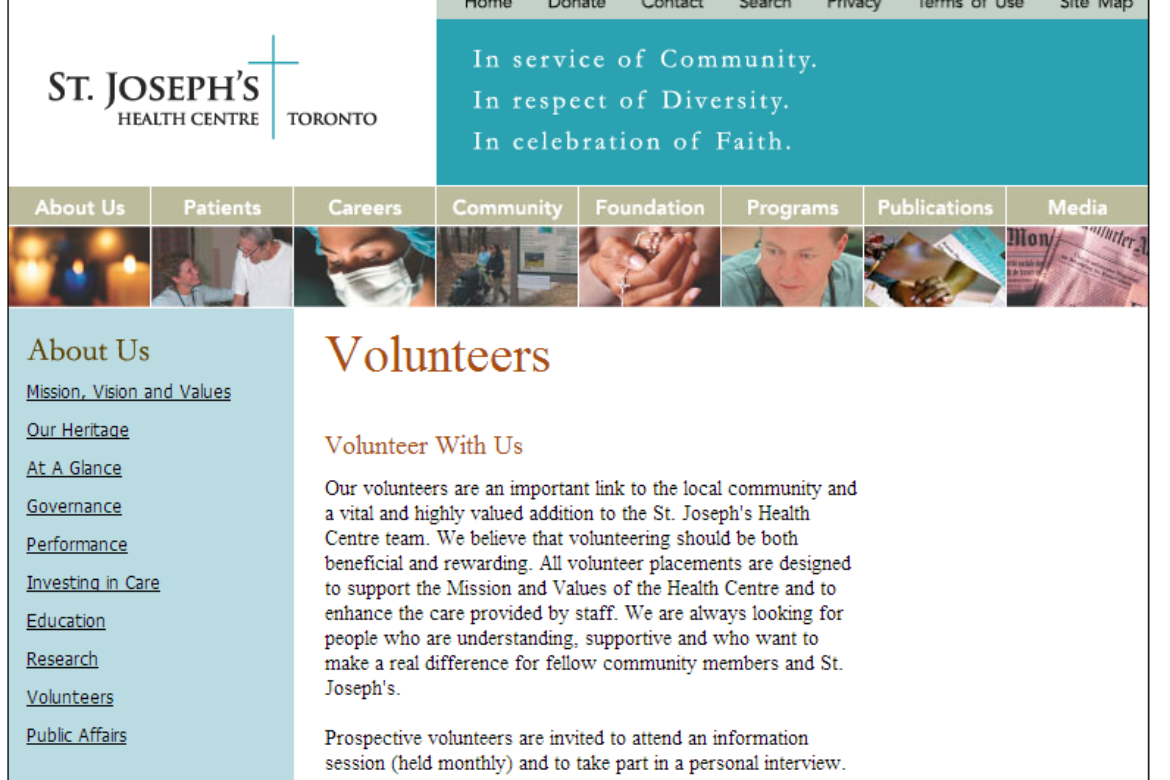 St. Joseph Hospital: Website Redesign