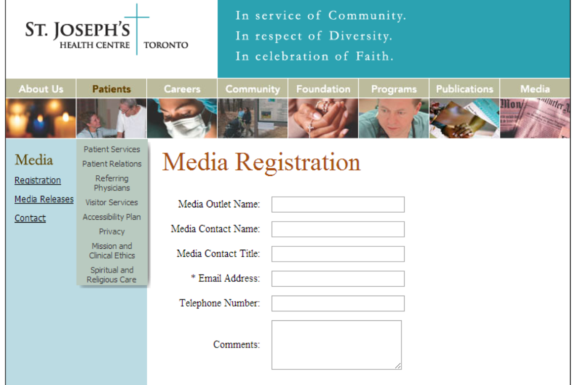 St. Joseph Hospital: Website Redesign